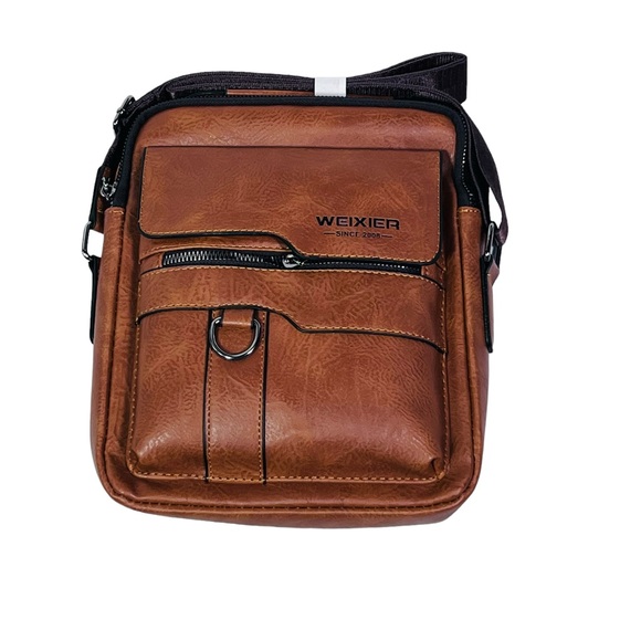 Weixer Crossbody  Men’s Shoulder Bag Vintage Leather Vertical Hand Business - Picture 2 of 9